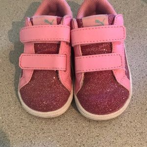 Puma pink sparkle toddler shoes